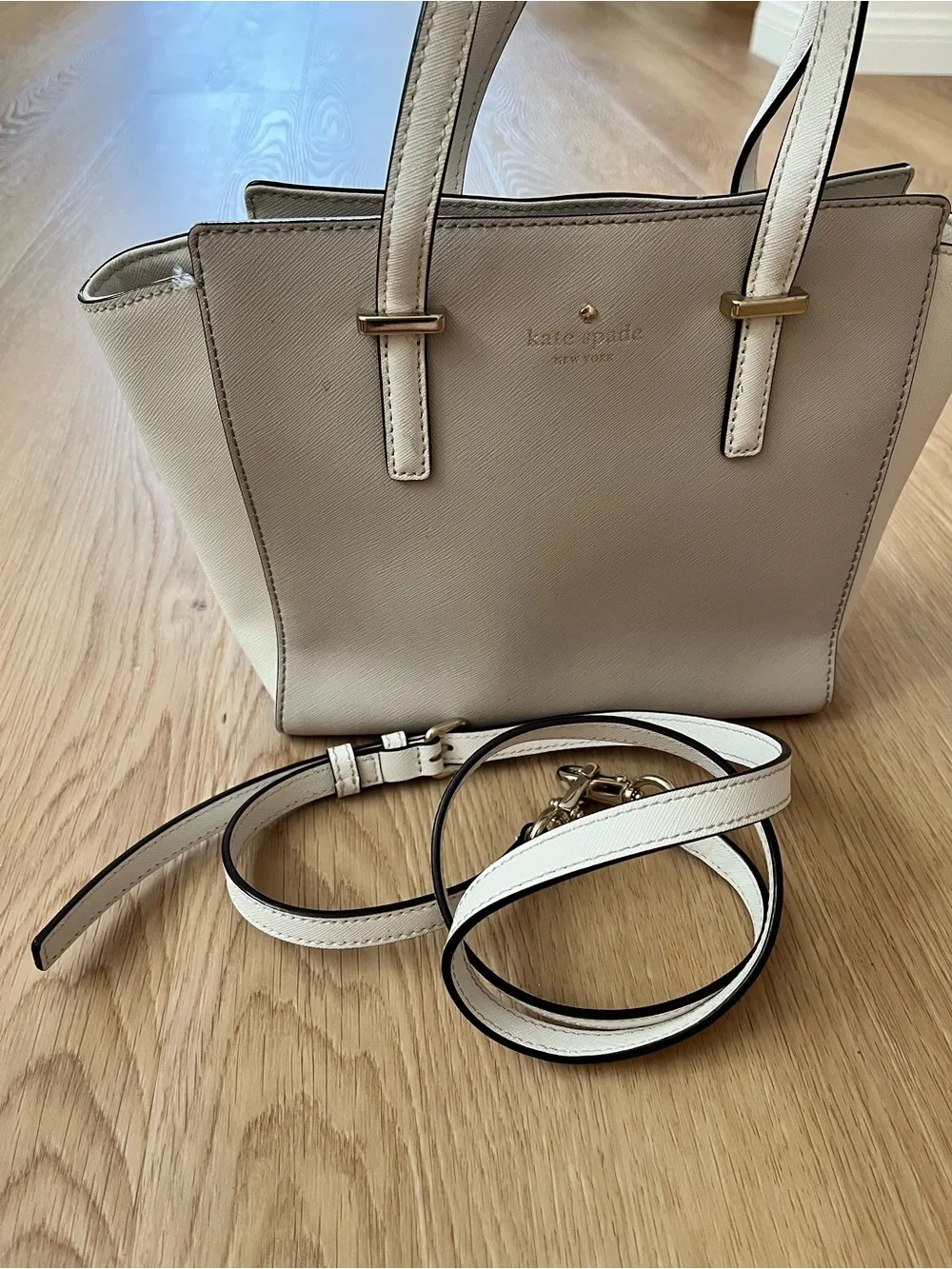 kate spade Cream and White Structured Leather Satchel